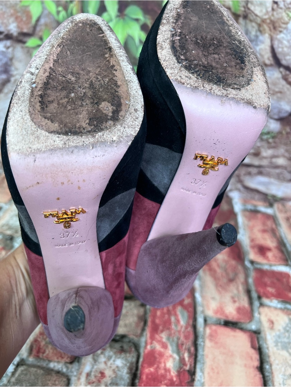PRADA Italian Made Suede Lace-Up Color Block Luxury Platform Oxfords, 37.5 - Picture 11 of 16